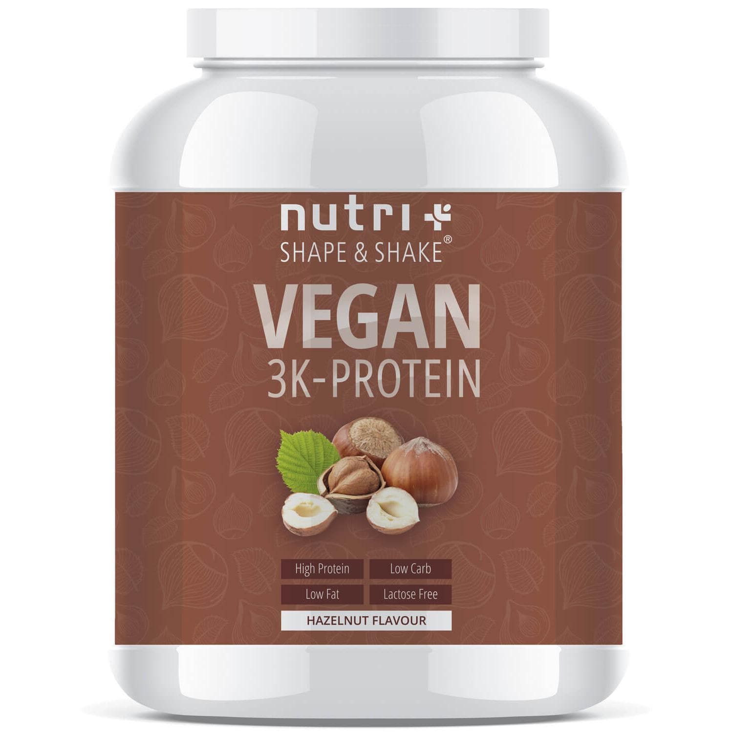 NutriPlus Shape &amp; Shake Vegan 3K Protein Haselnuss 1000g Dose bei REWE
